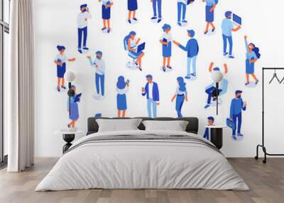 business team. isomeric business people vector set. office life, celebration,business success. flat  Wall mural