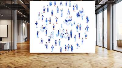 Business team. Isomeric business people vector set. Office life,  Celebration,business success. Flat vector characters isolated on white background.	 Wall mural