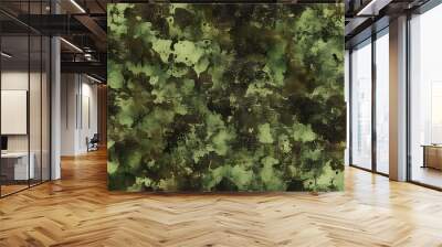 
Camouflage background, classic military style clothing.  camouflage print. Dark green khaki texture. Wall mural