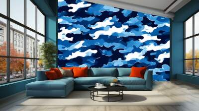 Camouflage blue pattern modern vector background, stylish design for textiles Wall mural