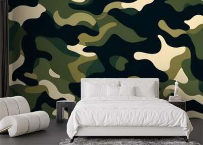 Camouflage green pattern texture for print, army background, stylish pattern Wall mural