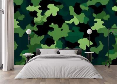 Camouflage green pattern texture for print, army background, stylish pattern Wall mural