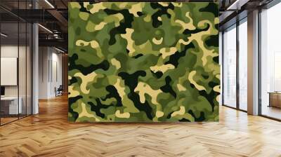 Camouflage green pattern texture for print, army background, stylish pattern Wall mural