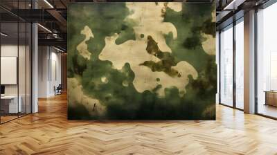 
Camouflage military background, dirty forest pattern, khaki texture camouflage for hunting Wall mural