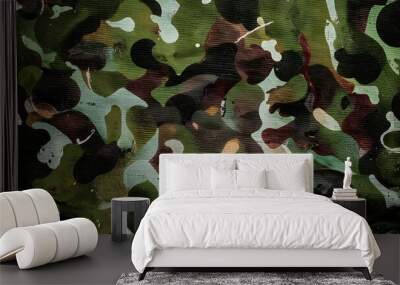 camouflage pattern army background green dark print Wall mural