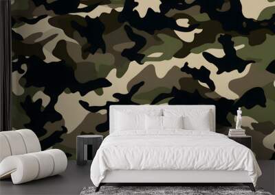 Camouflage seamless pattern, military fabric background texture Wall mural