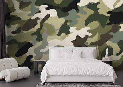 Camouflage seamless pattern, military fabric background texture Wall mural