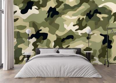 Camouflage seamless pattern, military fabric background texture Wall mural