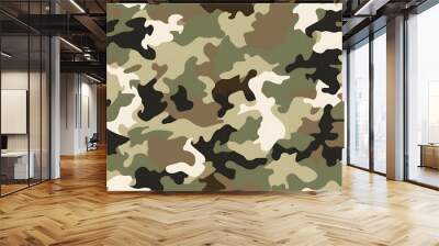 Camouflage seamless pattern, military fabric background texture Wall mural