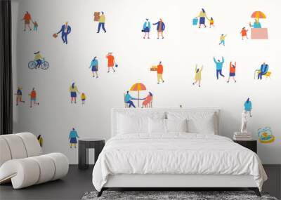 City flat vector. People crowd. Male and female flat characters isolated on white background.	 Wall mural