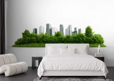 Cityscape skyscrapers greenery futuristic modern architecture buildings isolated on white background Wall mural