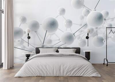 Clean structure of a white molecule or atom background Wall mural