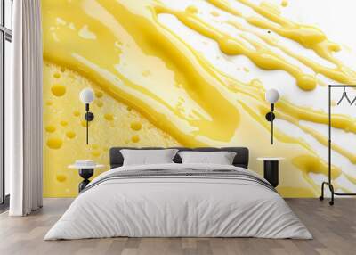 Closeup of melted cheese stretching and dripping rich golden texture  Wall mural