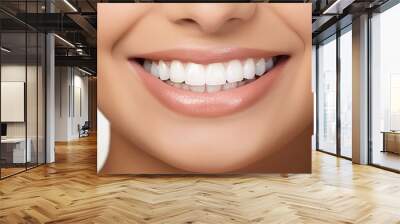 closeup of smile with white healthy teeth Wall mural