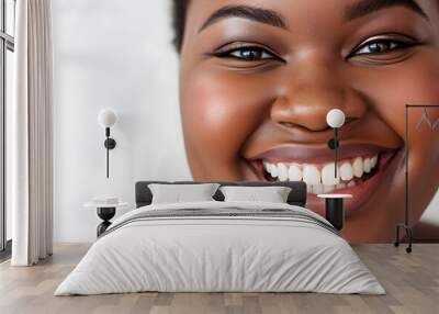 Closeup portrait of  Young beautiful plus size woman. Model woman laughing and smiling. Healthy face skin care beauty, skincare cosmetics, dental.	 Wall mural