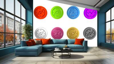 Colorful Compass icon isolated on white background. Windrose navigation symbol. Wind rose sign. Minimalism concept. 3D render illustration Wall mural