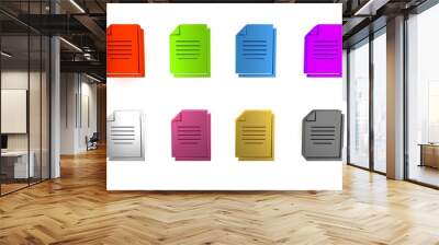 Colorful Document icon isolated on white background. File icon. Checklist icon. Business concept. Minimalism concept. 3D render illustration Wall mural