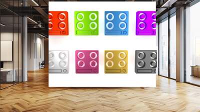 Colorful Gas stove icon isolated on white background. Cooktop sign. Hob with four circle burners. Minimalism concept. 3D render illustration Wall mural