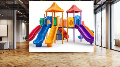 Colorful kid playground isolated on white background Wall mural