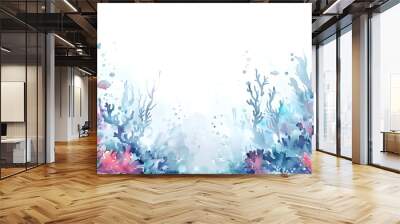 Colorful underwater world in watercolor style isolated on white background Wall mural