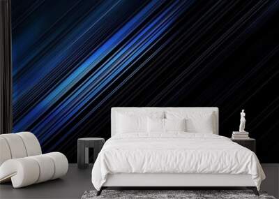 Composition of electric blue lines in high contrast Wall mural