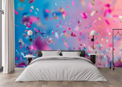 Confetti Explosion. A lot of colorful confetti exploding in a macro view Wall mural