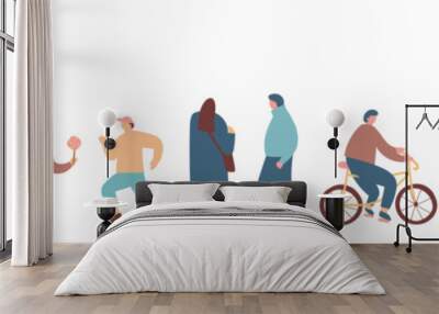 Crowd. Different People silhouette vector collection. Male and female flat characters isolated on white background. Wall mural