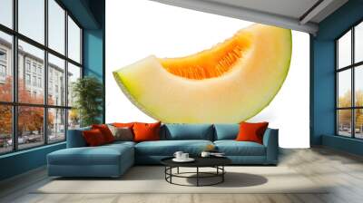 Cut of fresh ripe melon isolated on white background Wall mural