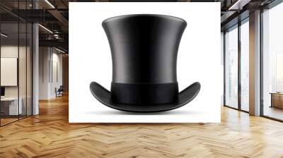 Cylinder black top hat isolated on white background Wall mural