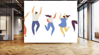 Dancing people silhouette flat vector set. Party. . Wall mural