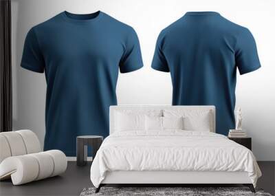 Dark blue plain T-shirt mockup on white background Wall mural