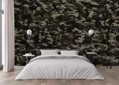 
dark camouflage background, army uniform, fabric texture, urban modern pattern Wall mural