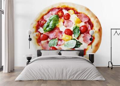 Delicious pizza isolated on a white background Wall mural