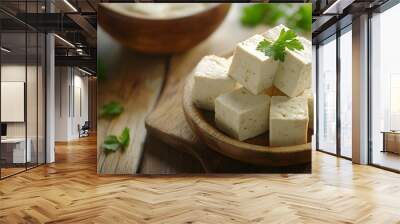 Delicious tofu in bowl food photography Wall mural