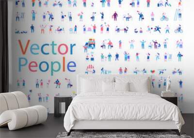 different people characters big vector set. flat vector illustration isolated on white. Wall mural