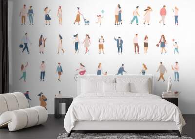 Different People silhouette vector set. Male and female flat characters isolated on white background. Wall mural