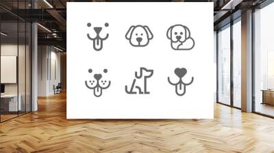 Dog, puppy vector line icon set Wall mural