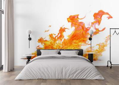 Fire isolated on white background Wall mural