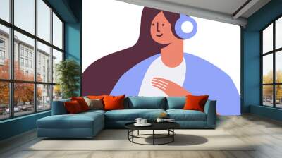 girl in headphones listenning to music Wall mural