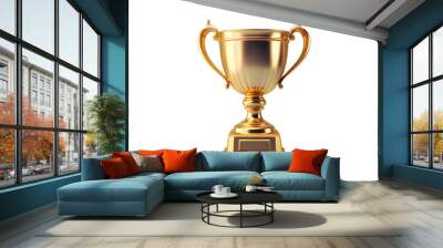 Gold trophy cup isolated on transparent background Wall mural