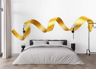 Golden ribbon isolated on transparent background Wall mural