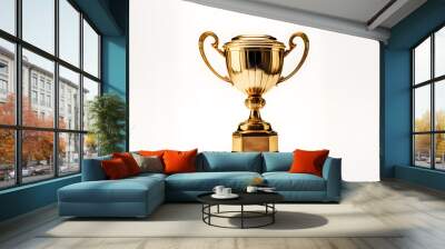 Golden trophy cup isolated on white background Wall mural