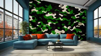 
green camouflage military classic pattern, modern forest background Wall mural