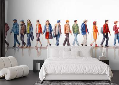 Group of people silhouettes walking watercolor set isolated on transparent background	
 Wall mural