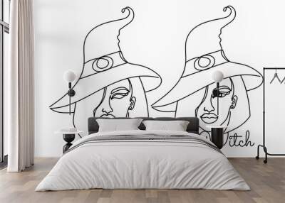 Halloween set in a hand drawn linear style.  Wall mural