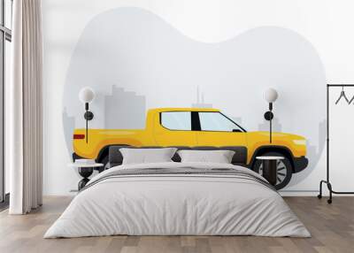 illustration of yellow car. off road car. vector illustration Wall mural