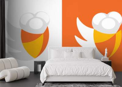 Vector logo with a wing in cartoon style. Wall mural