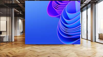 Abstract modern neon, blue, violet colors background with ruffle, folded cloth Wall mural