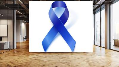 Awareness blue vector ribbon isolated on white background Wall mural