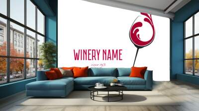 Glass of Wine with splash logo design Wall mural